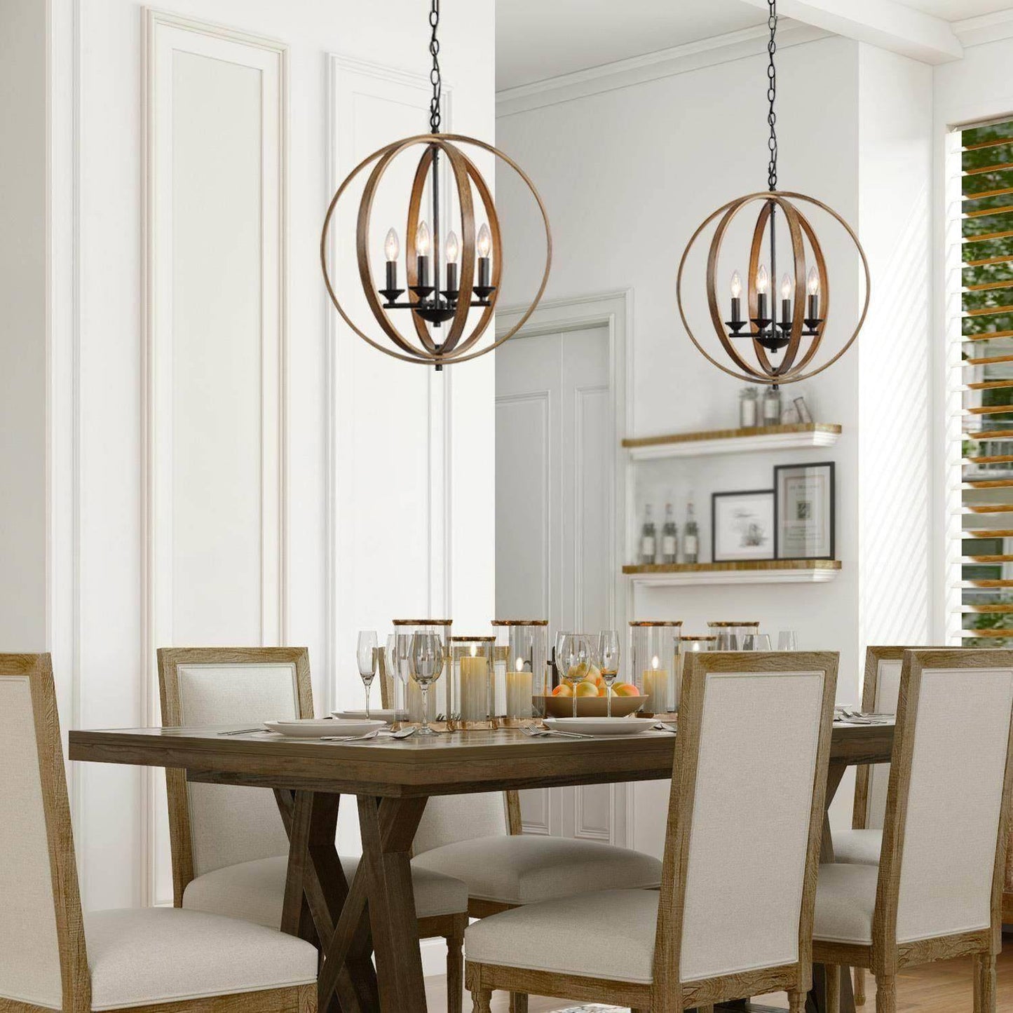 Souhaitina 4-Light Small Wood Chandelier