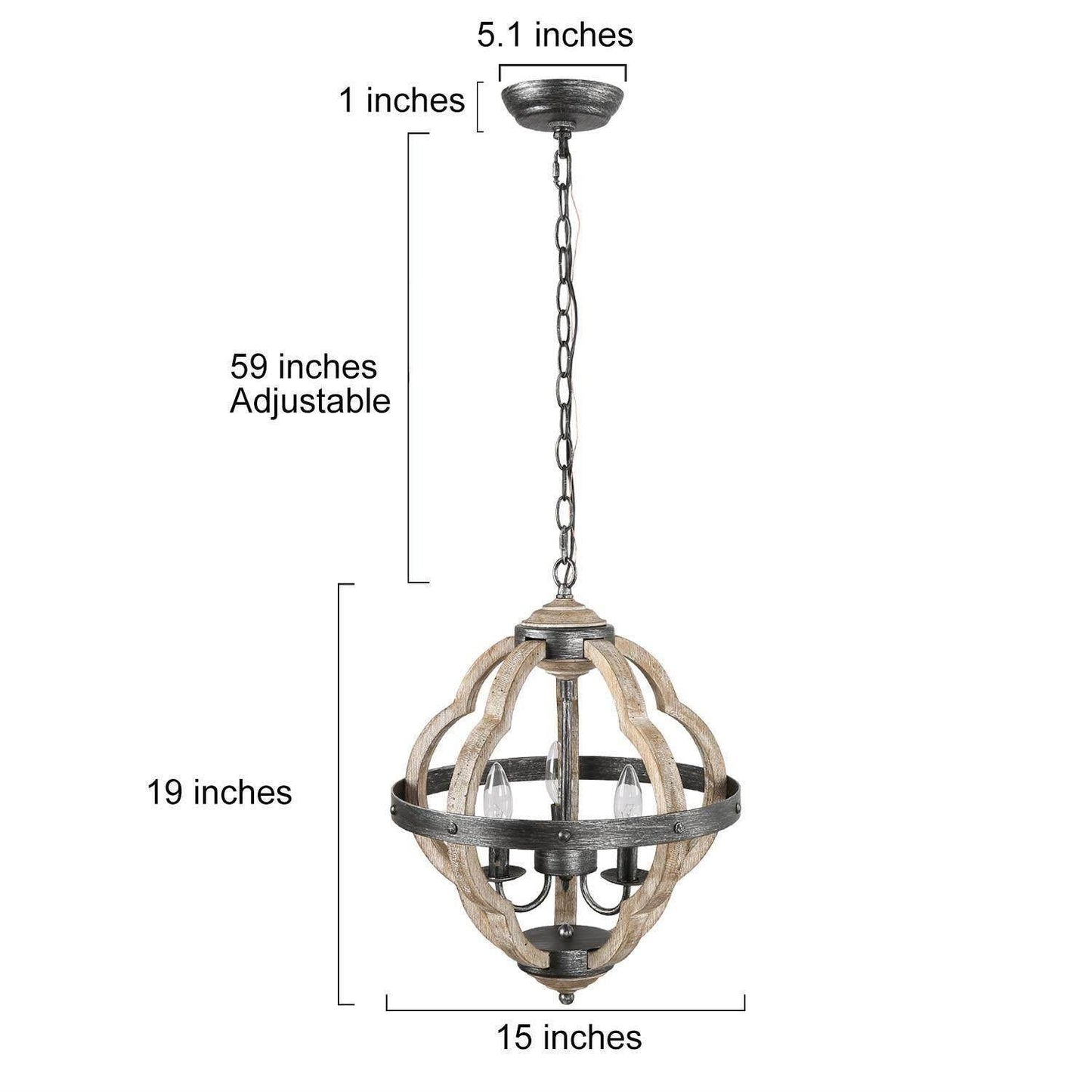 Mablicabi 3-Light Small Wood Chandelier