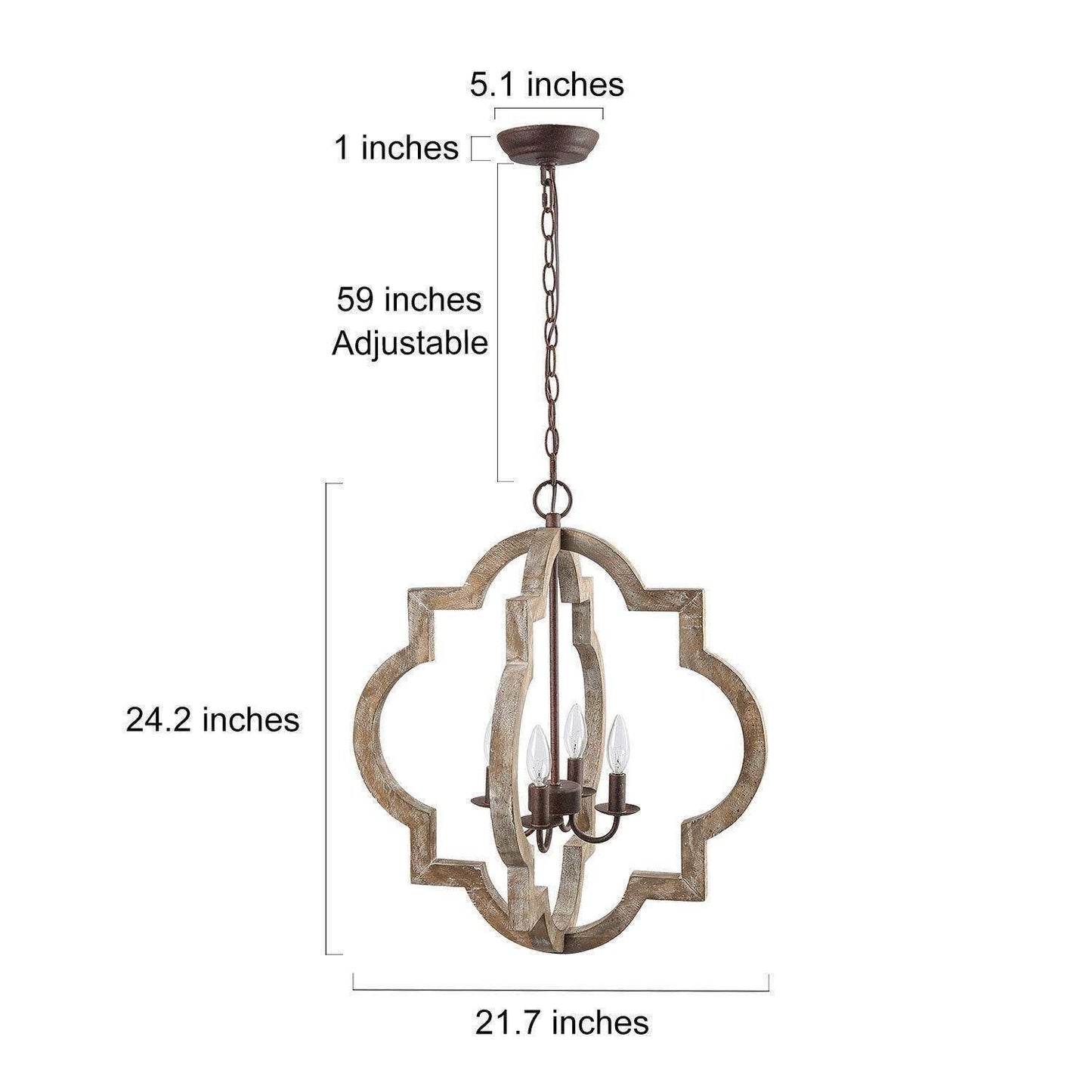 Adrammelech 1-Light 16" Wood Farmhouse Quatrefoil Pendant Light Fixtures