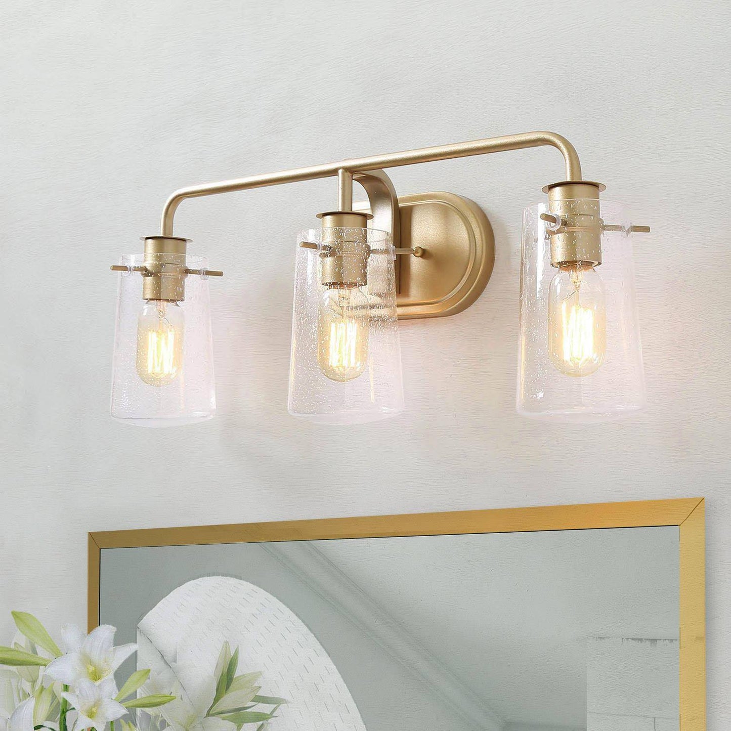 Tethysia 3-Light Gold Vanity Light