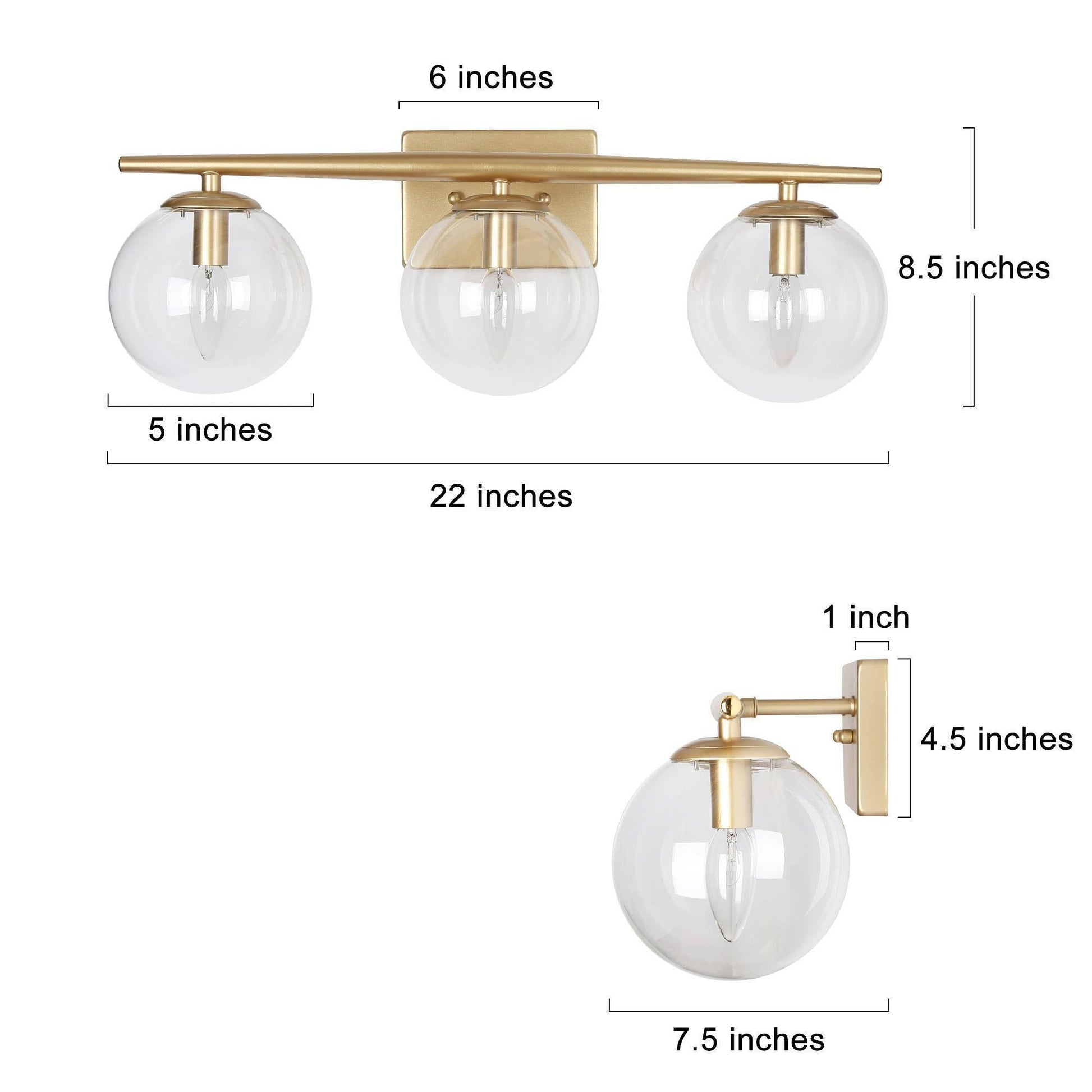 Kisiotlo 3-Light Gold Vanity Light