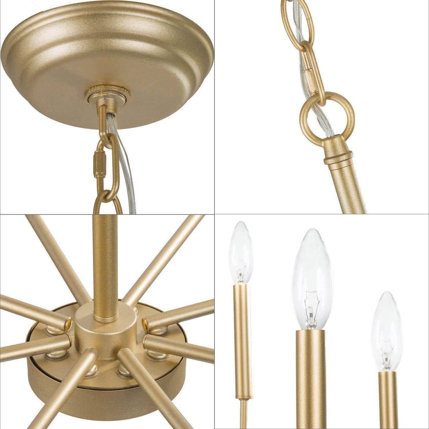 Askrlessi 8-Light Large Gold Chandelier