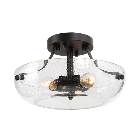 Squash 3-Light Mini Black Semi-Flush-Mount Light