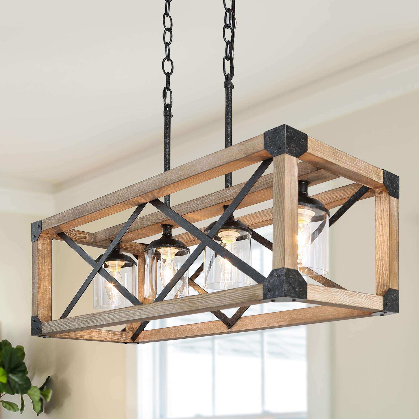 Crebason 4-Light Large Black Chandelier