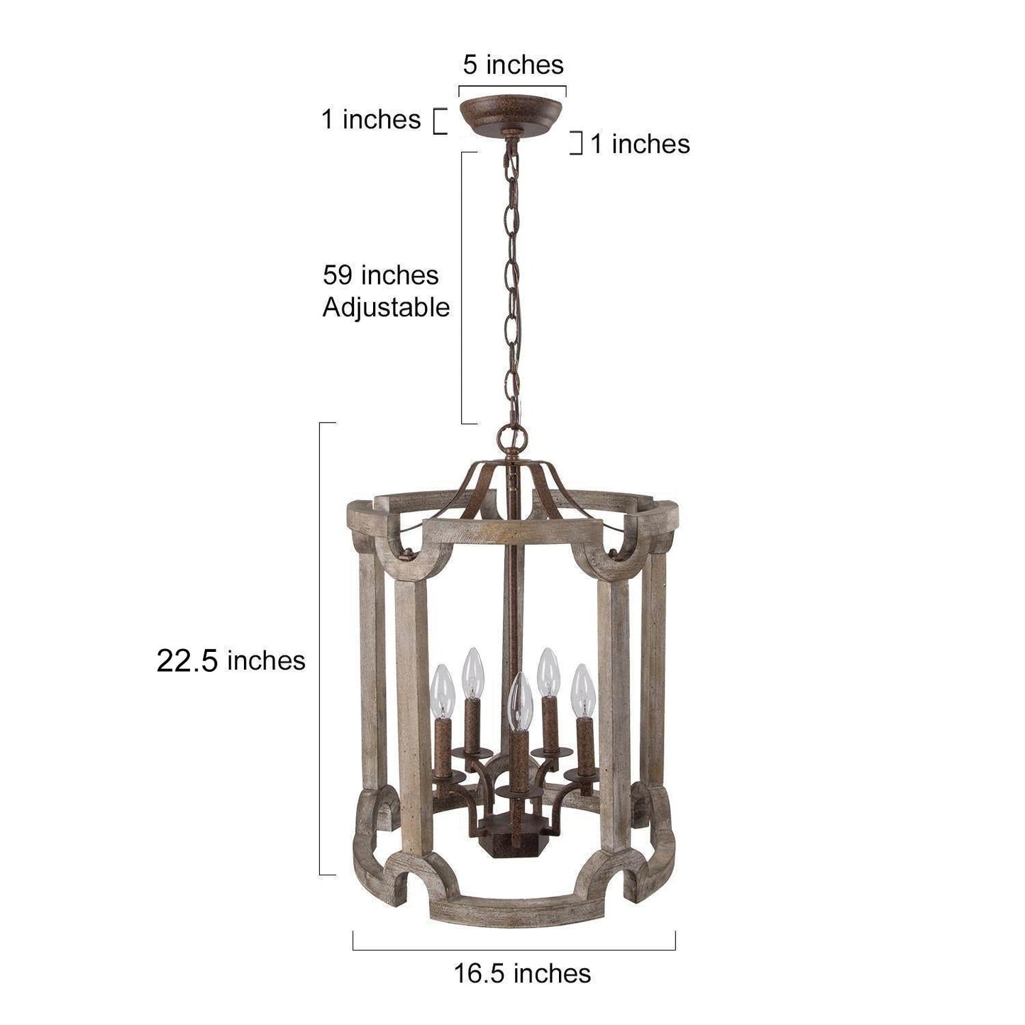 Estournel 5-Light Small Wood Chandelier