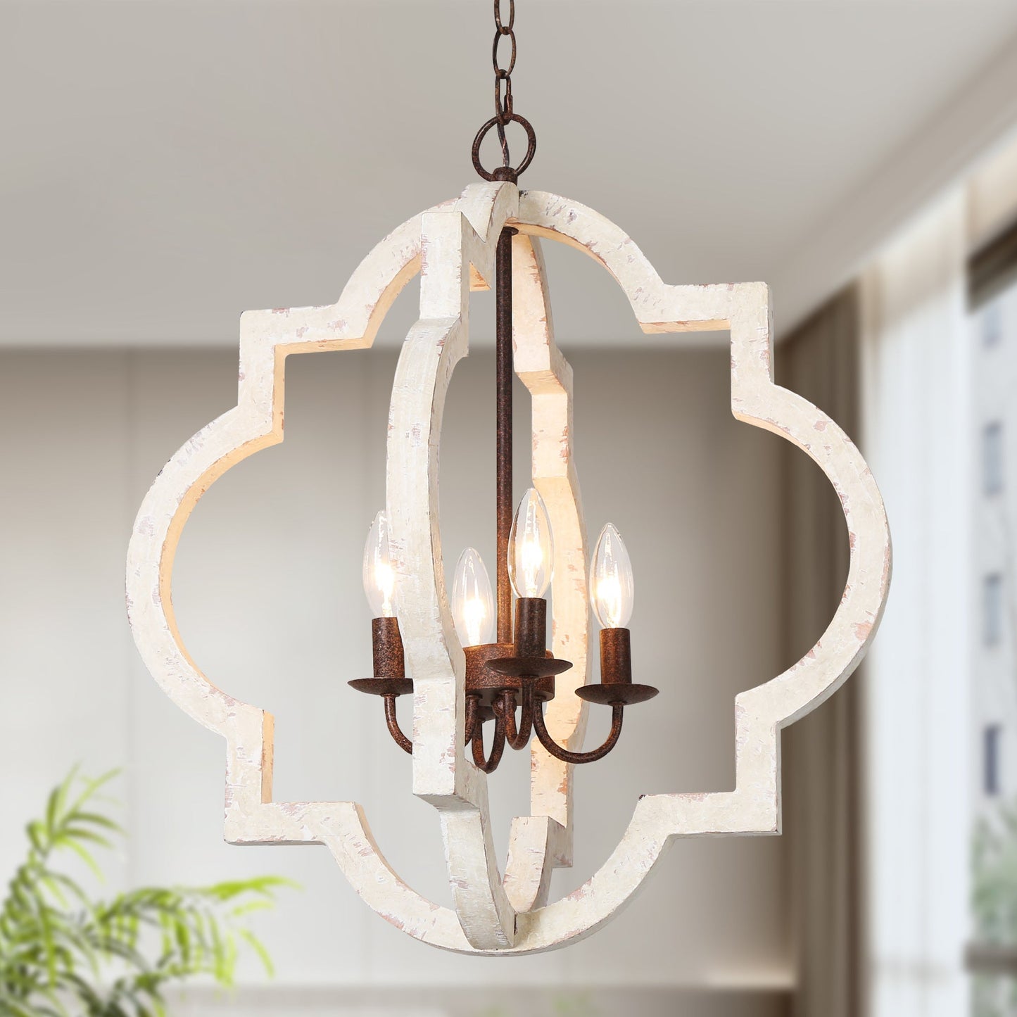 Adrammelech 4-Light Small Wood Chandelier