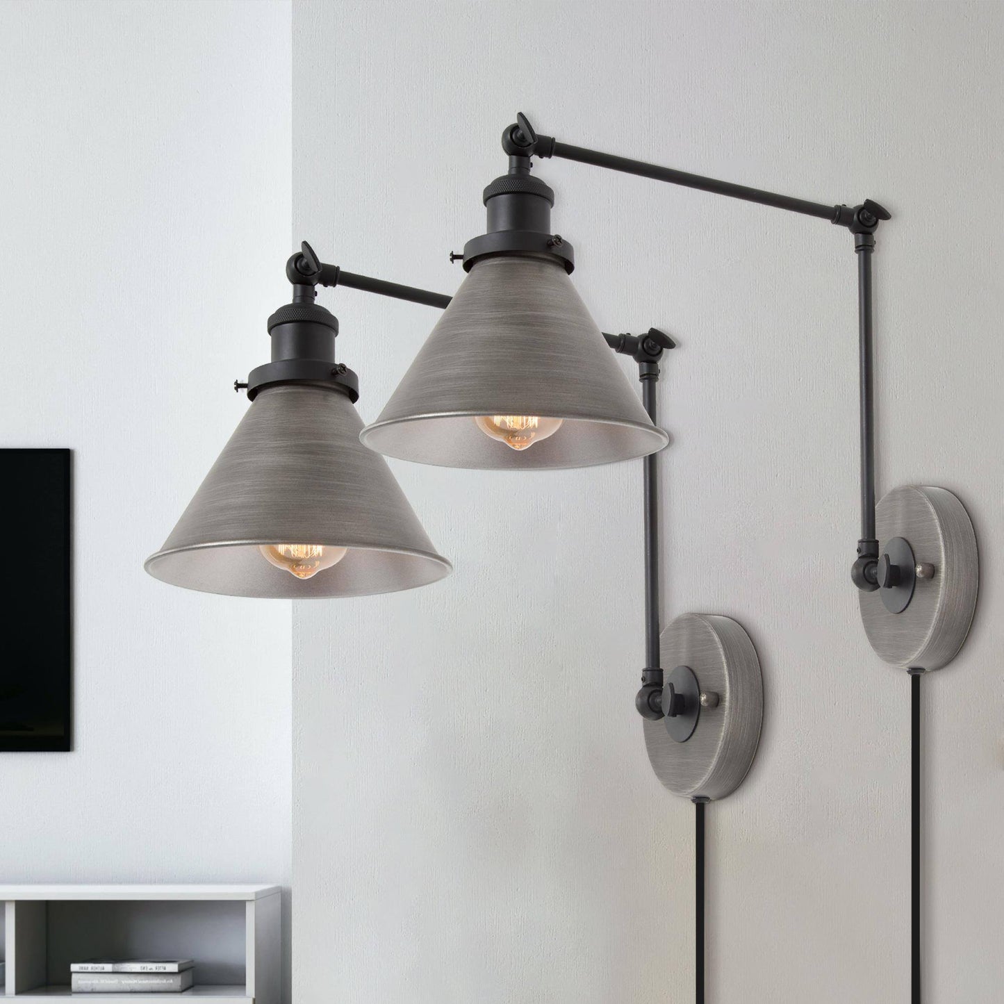 Wollemia 1-Light Industrial Silver Swing Arm Wall Sconces