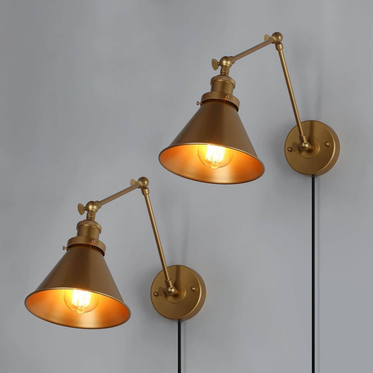 Wollemia 1-Light Modern Gold Swing Arm Wall Sconces Set of 2