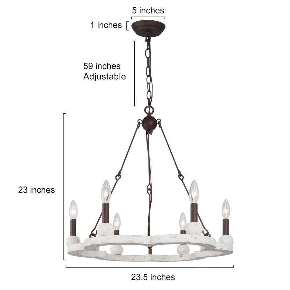 6-Light Medium Wood Chandelier