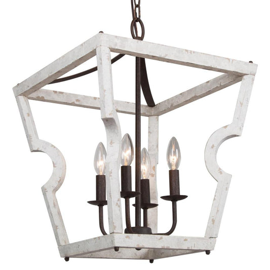 4-Light Small Wood Chandelier