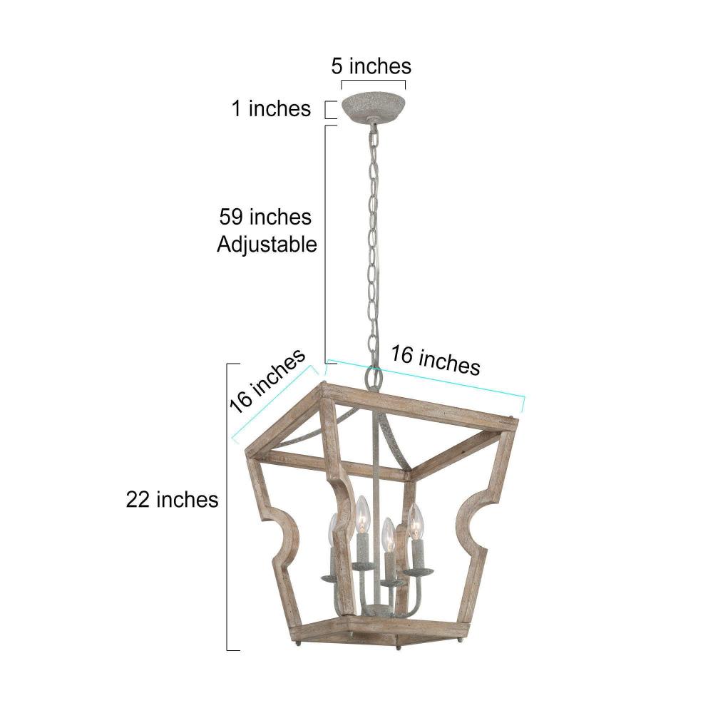 4-Light Small Wood Chandelier