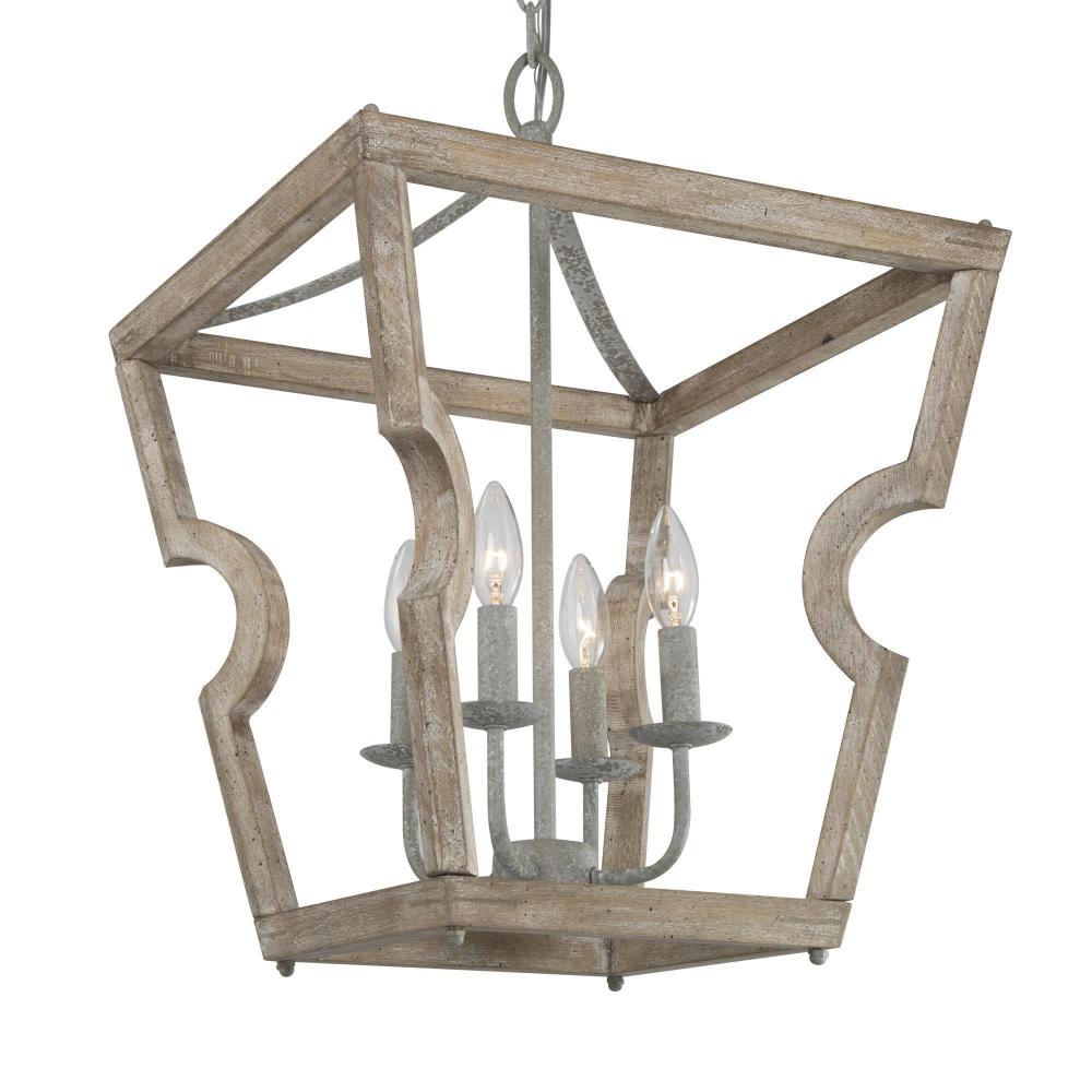 4-Light Small Wood Chandelier