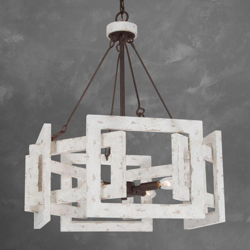 4-Light Small Wood Chandelier