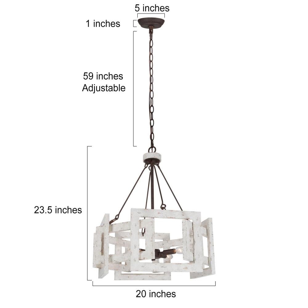 4-Light Small Wood Chandelier