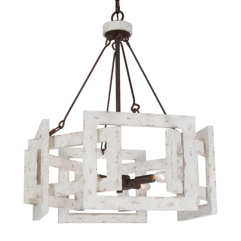 4-Light Small Wood Chandelier