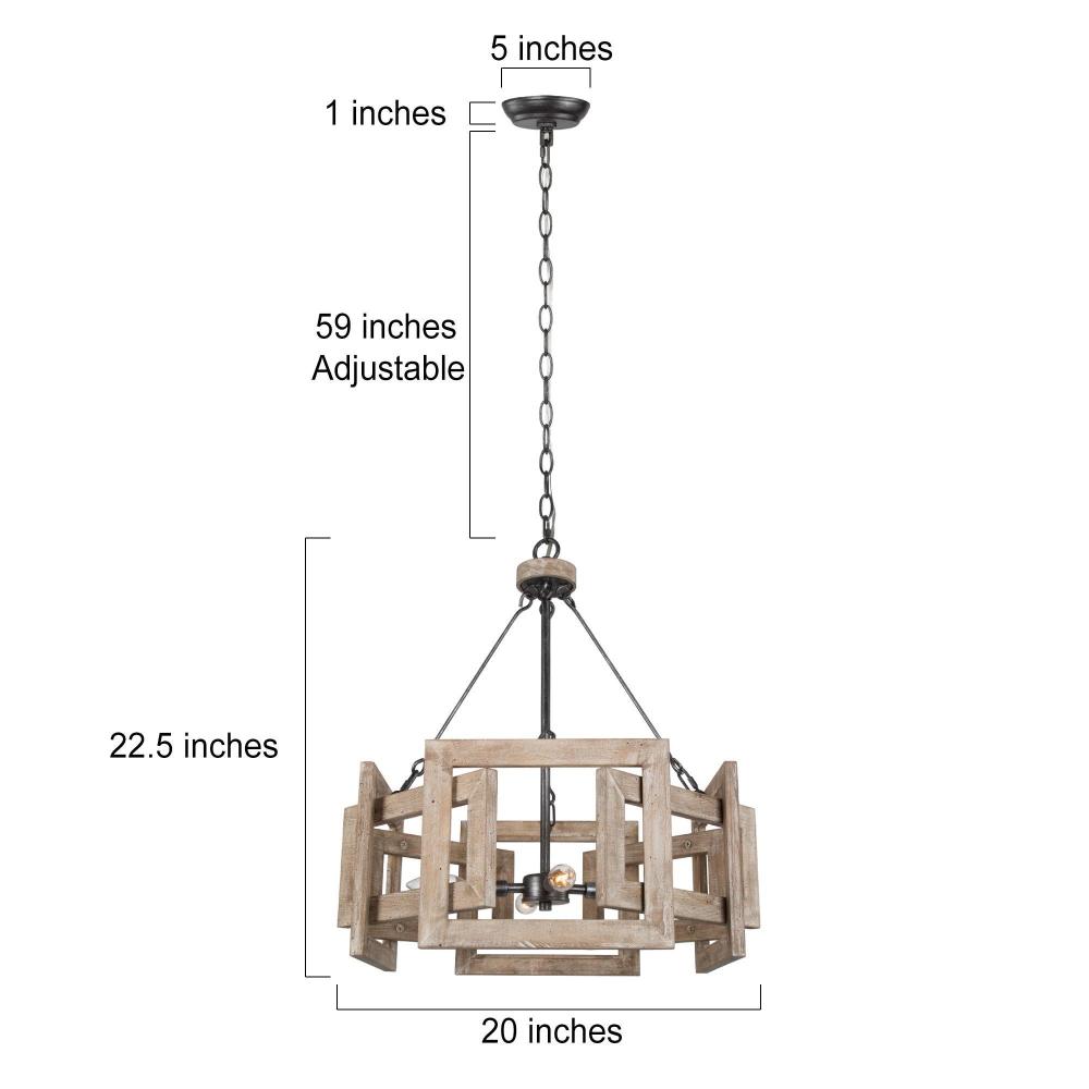 4-Light Small Wood Chandelier