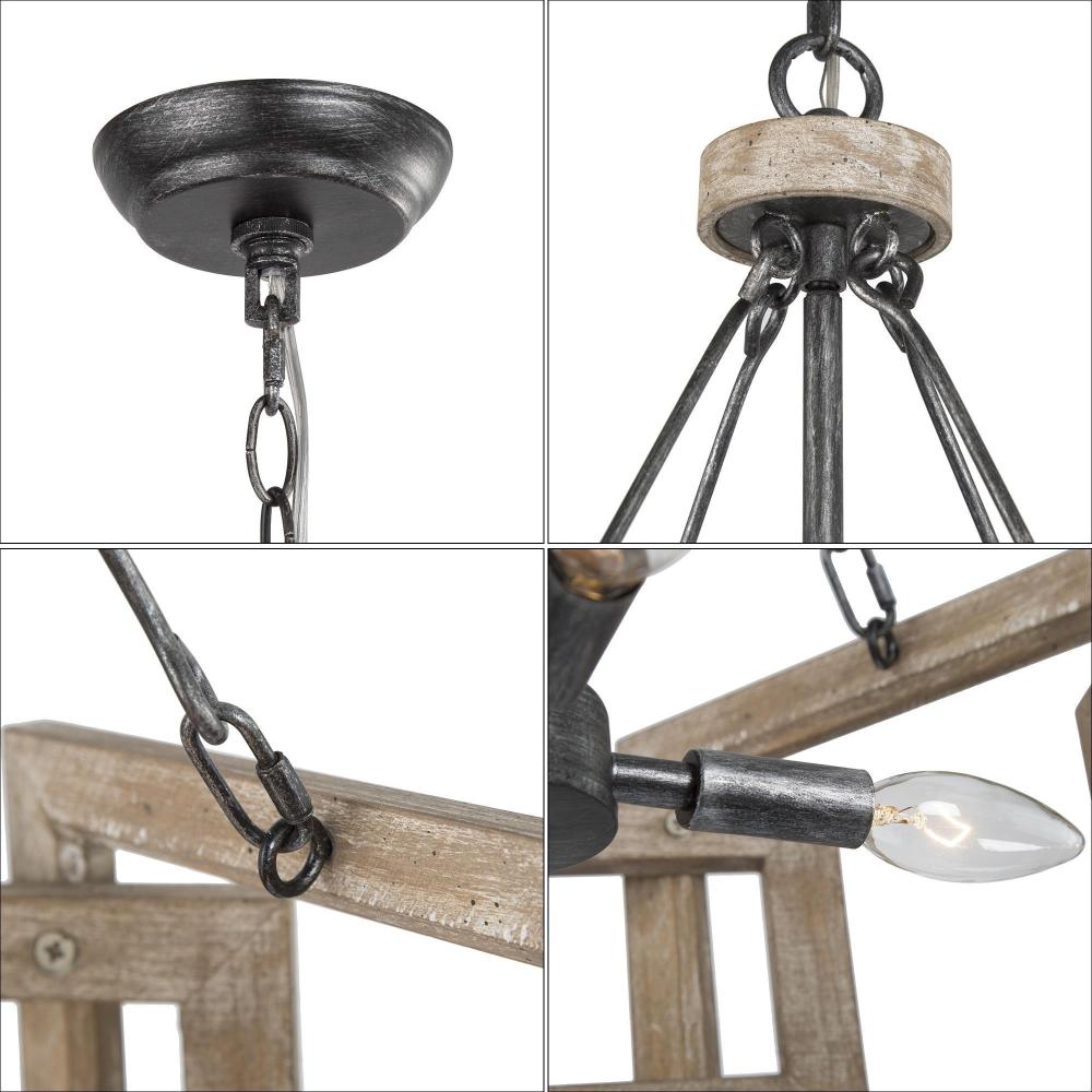 4-Light Small Wood Chandelier