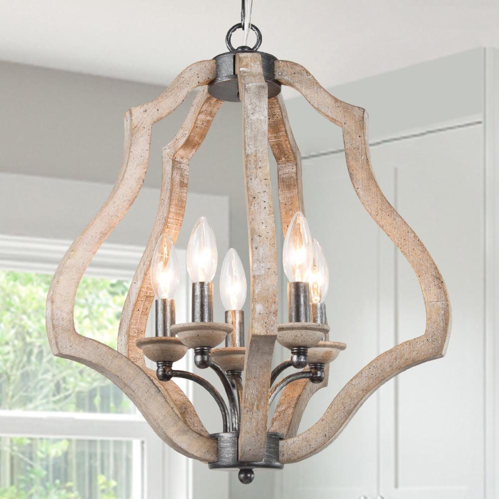 5-Light Small Wood Chandelier