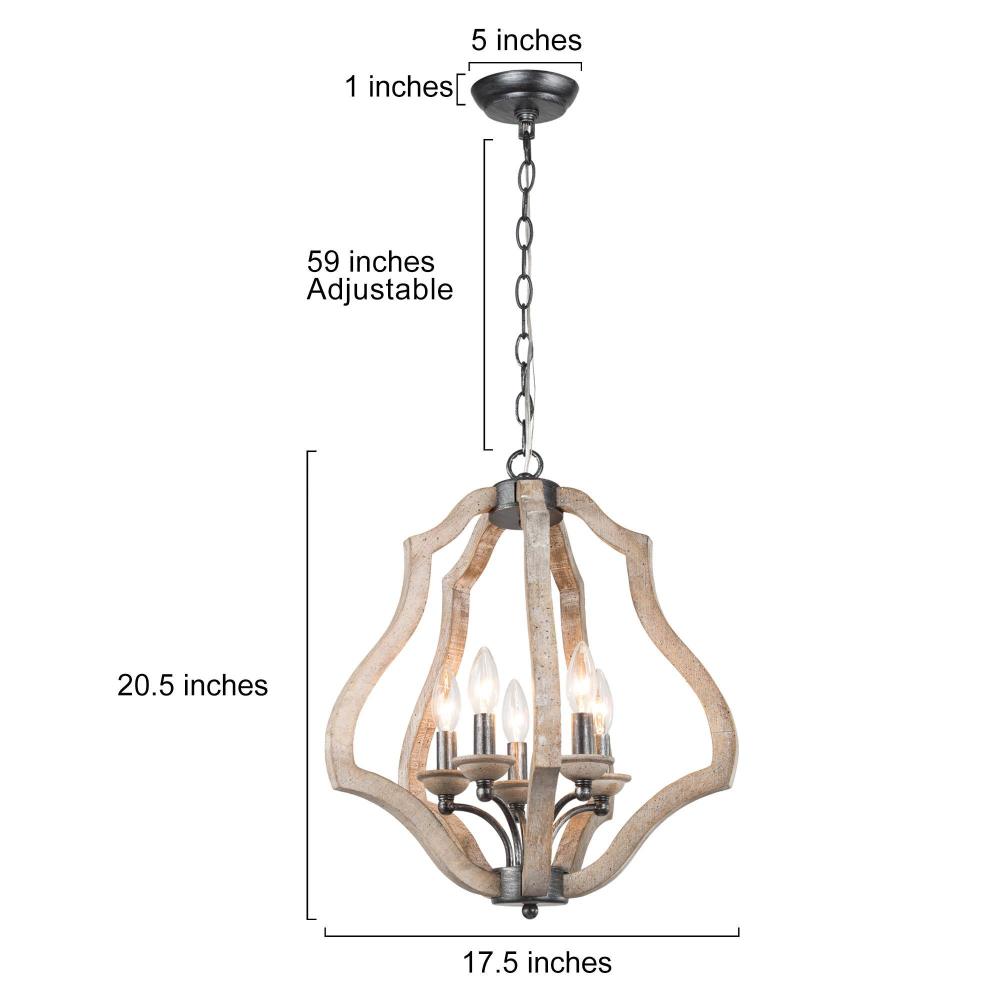 5-Light Small Wood Chandelier