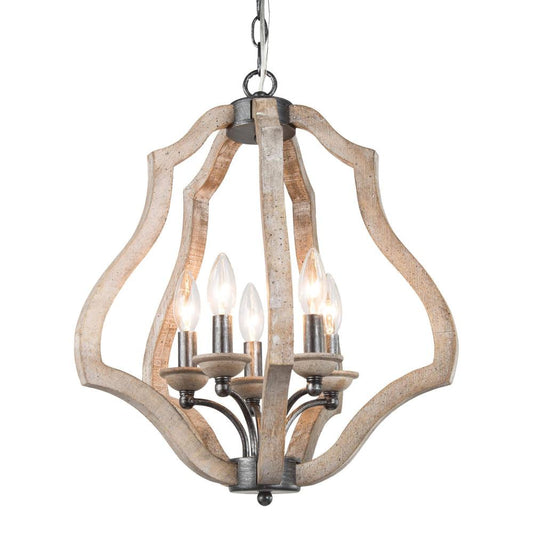 5-Light Small Wood Chandelier