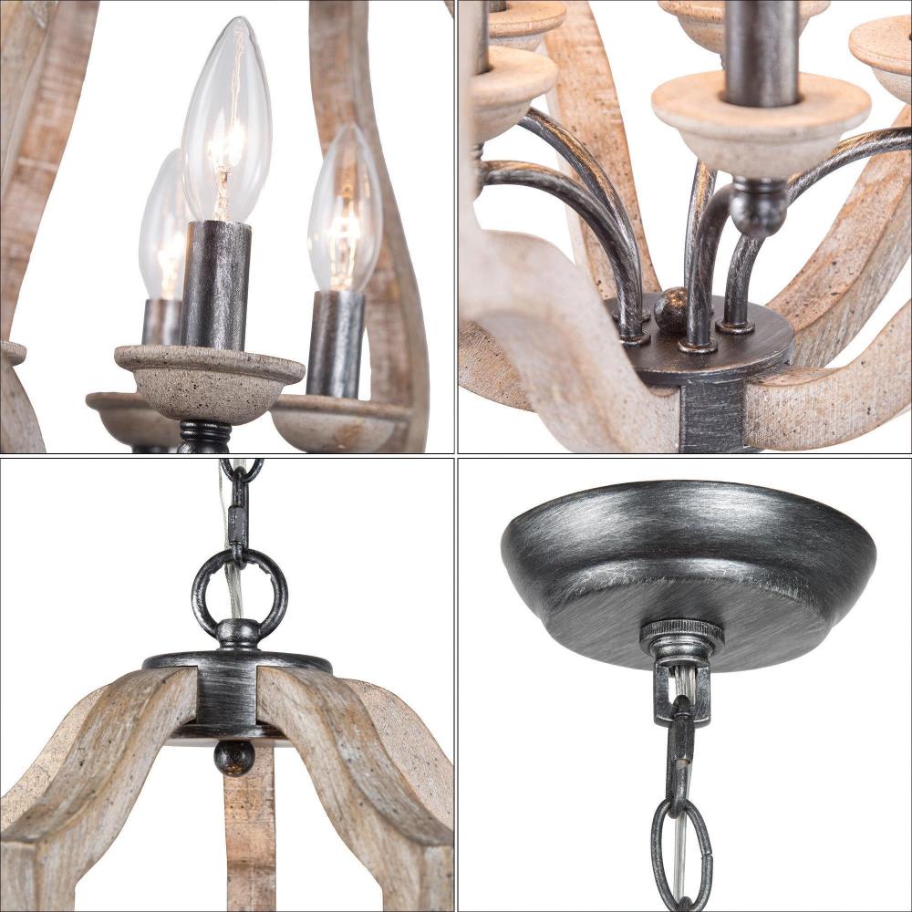 5-Light Small Wood Chandelier