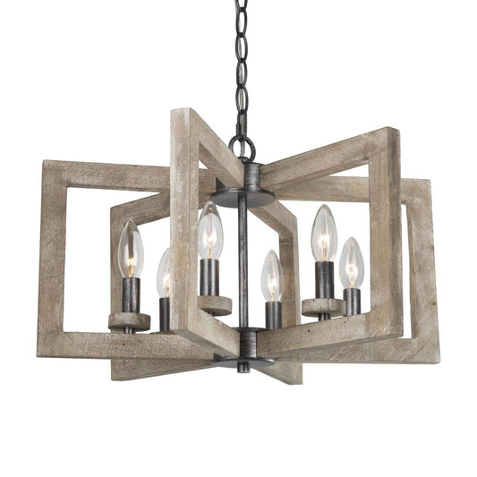 SOLO 6-Light Small Wood Chandelier