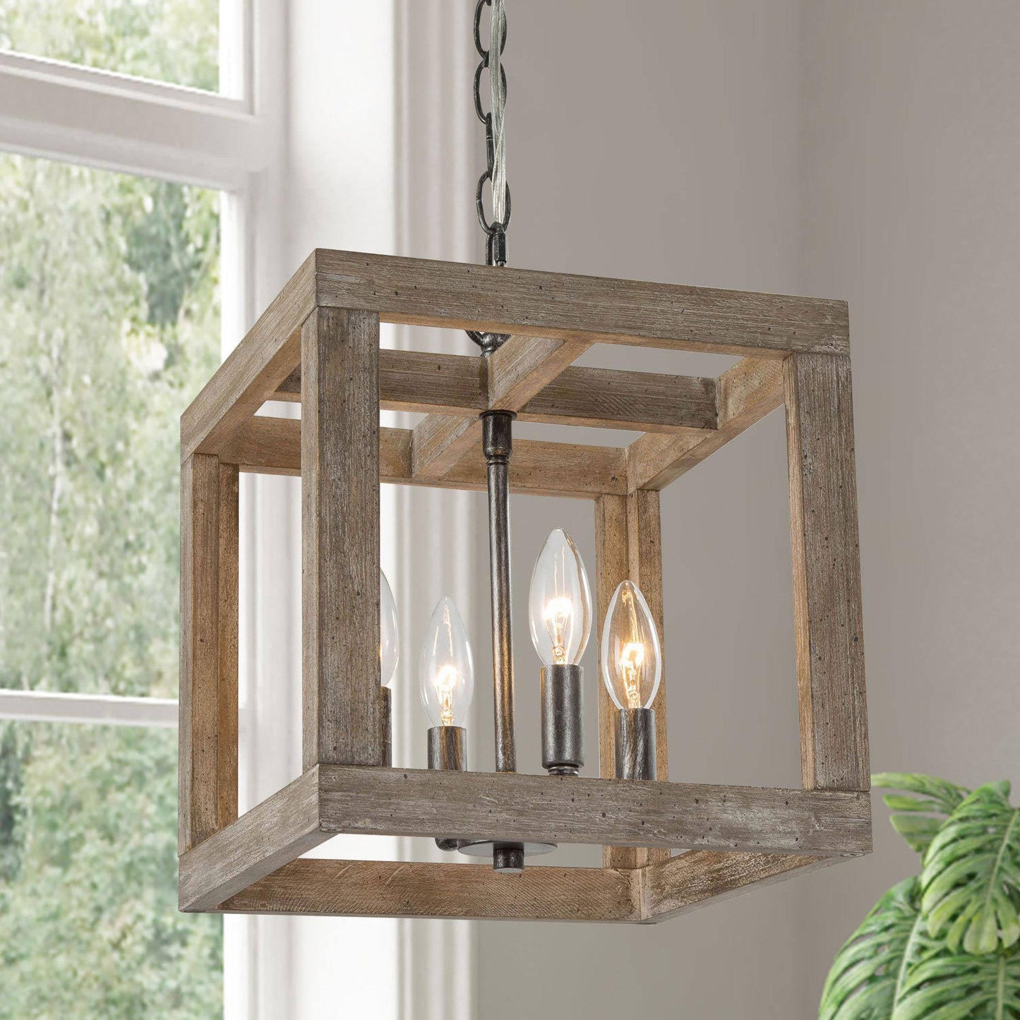 SOLO 4-Light Mini Wood Chandelier