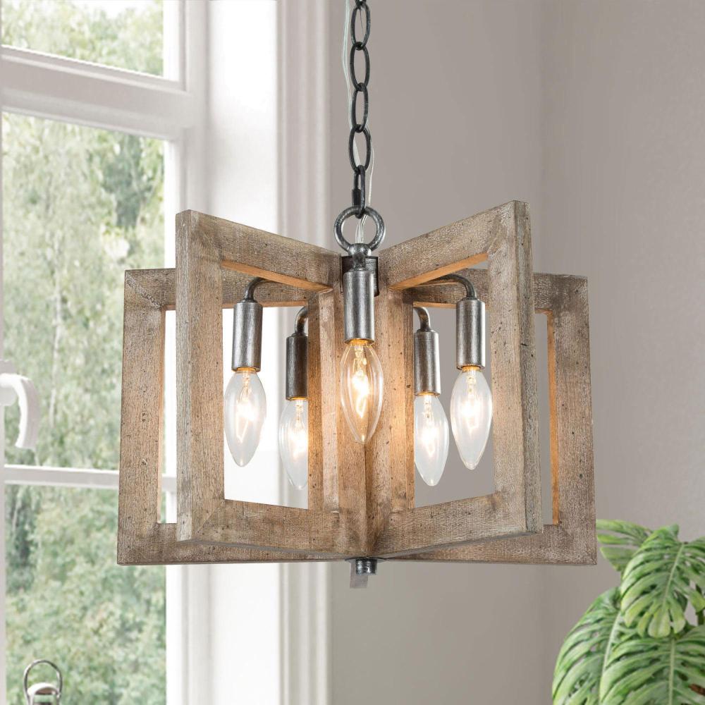 5-Light Mini Wood Chandelier