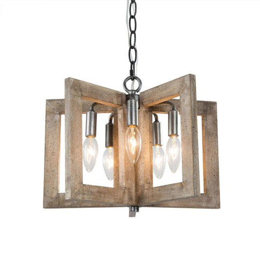 5-Light Mini Wood Chandelier