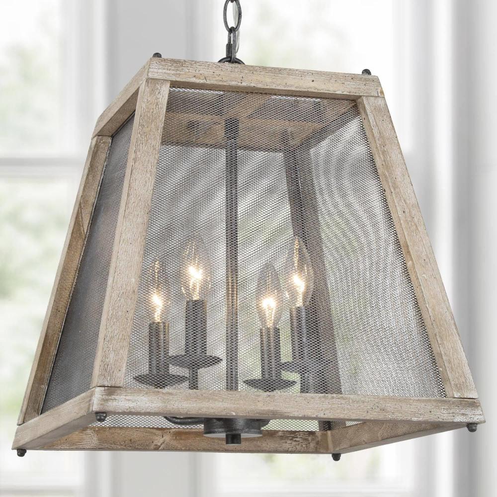 4-Light Mini Wood Chandelier