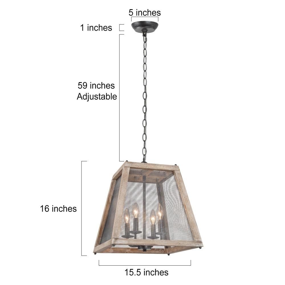 4-Light Mini Wood Chandelier