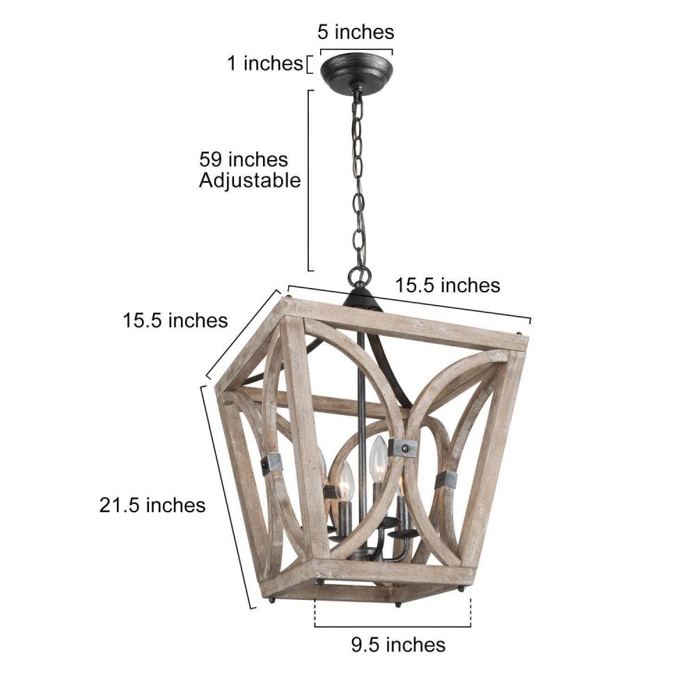 4-Light Mini Wood Chandelier