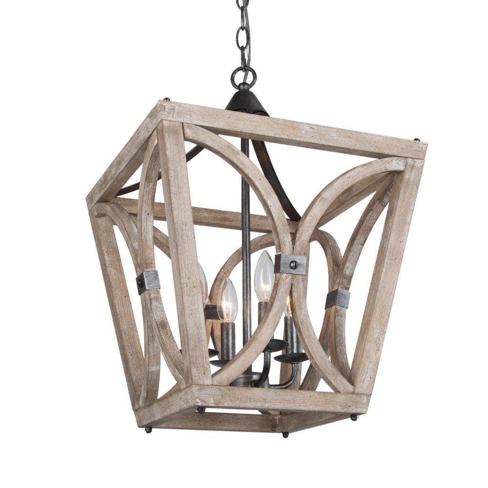 4-Light Mini Wood Chandelier