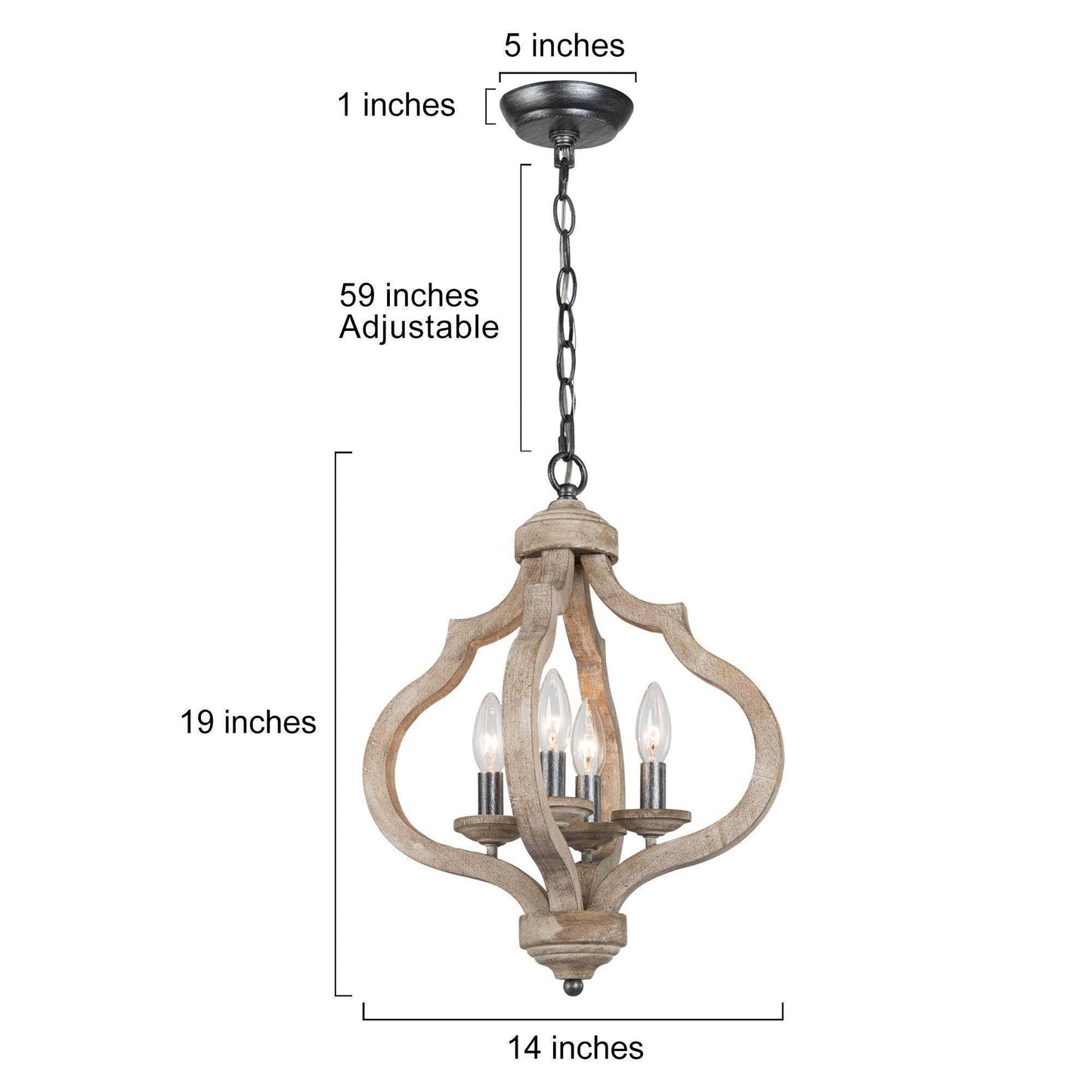 Ordaisory 4-Light Small Wood Chandelier