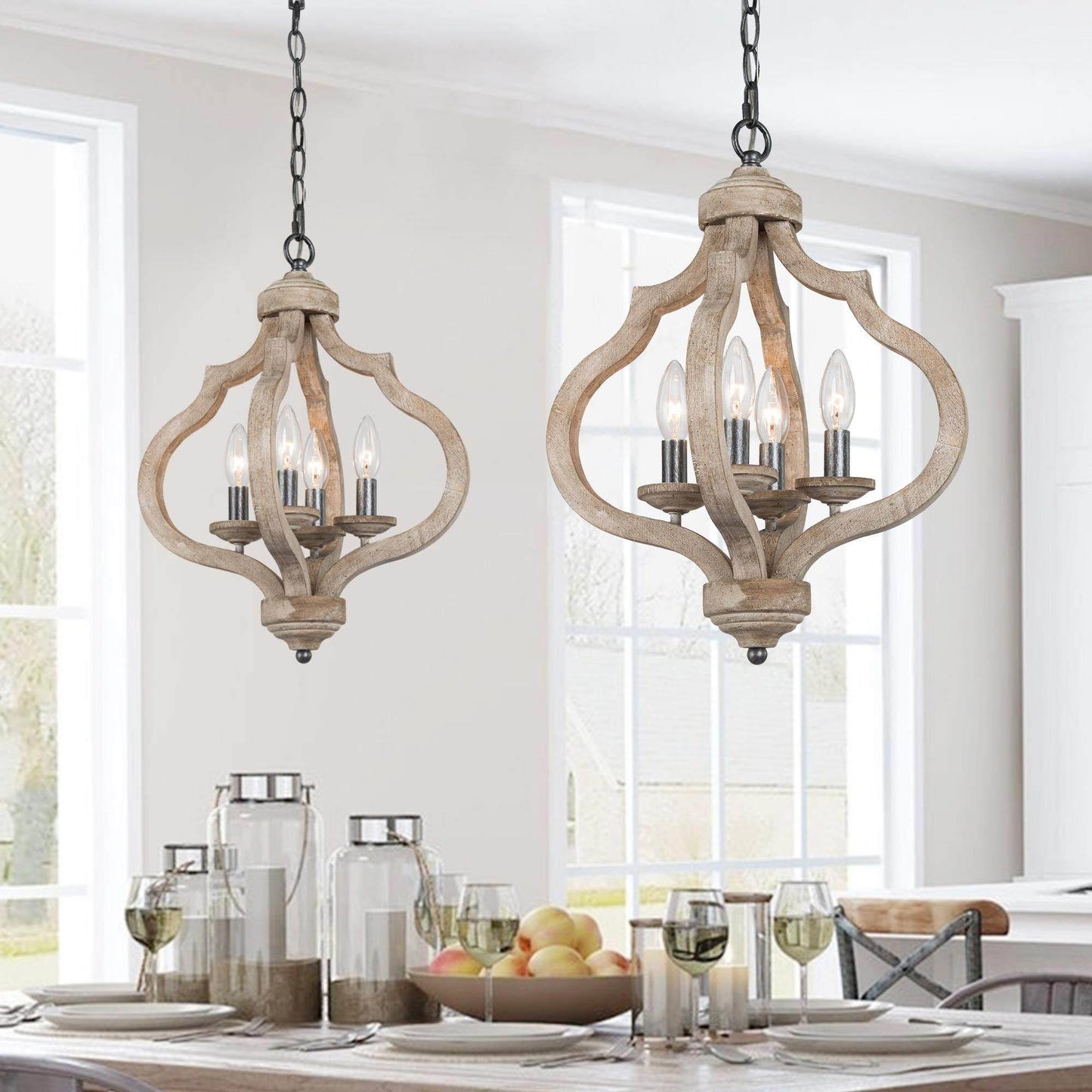 Ordaisory 4-Light Small Wood Chandelier