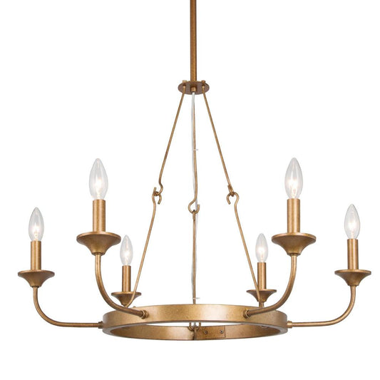 6-Light Large Gold Chandelier