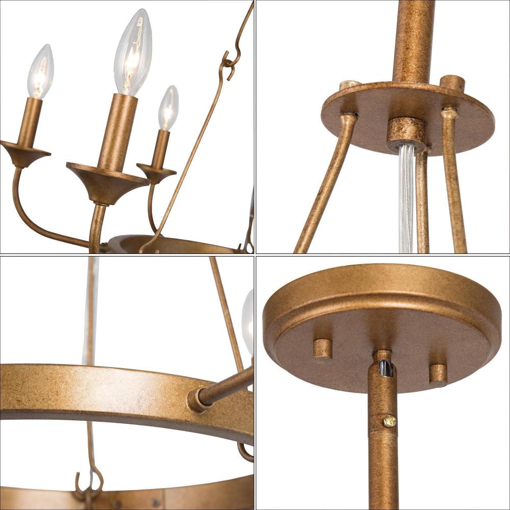 6-Light Large Gold Chandelier