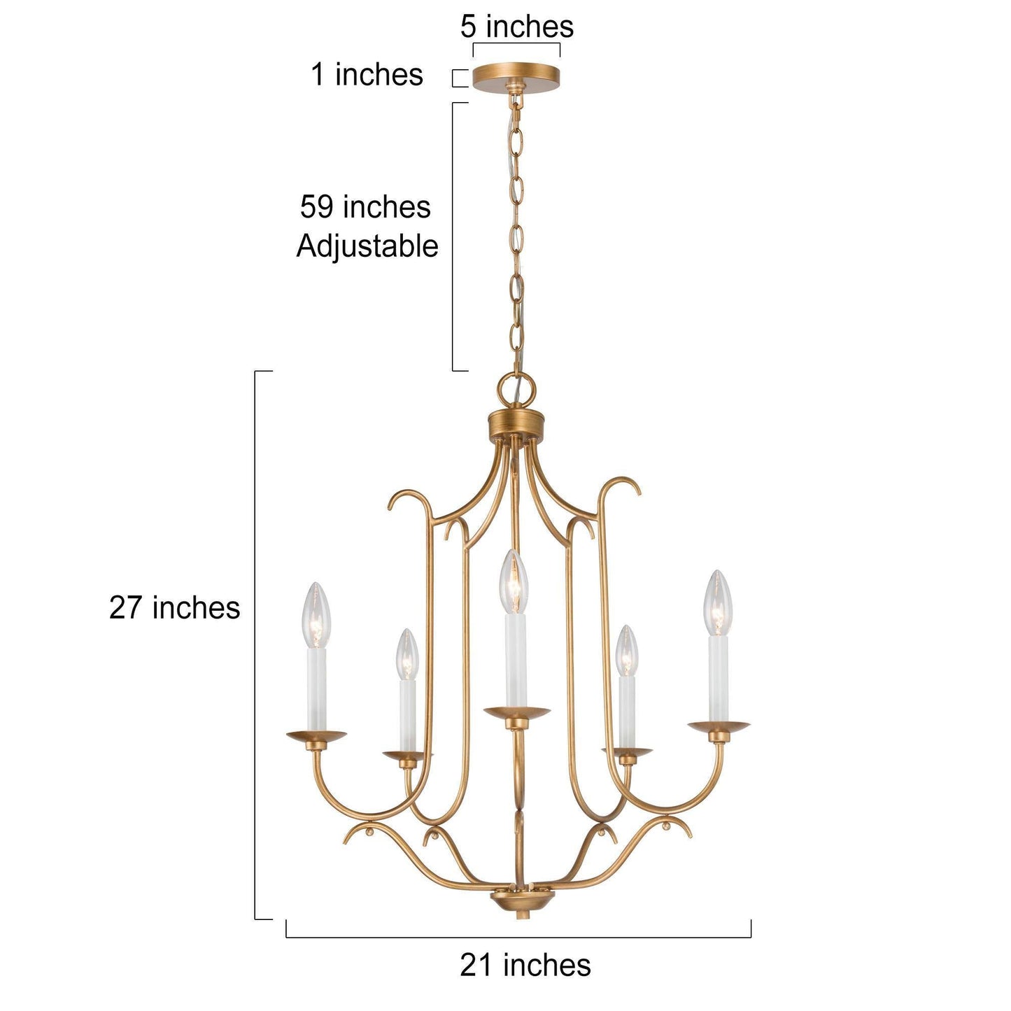 Radishment 5-Light Medium Gold Chandelier