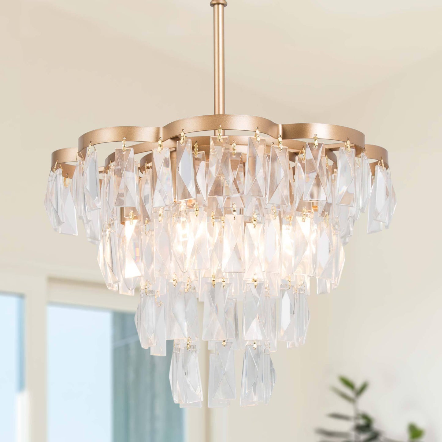 Cummiskey 4-Light Small Gold Crystal Chandelier