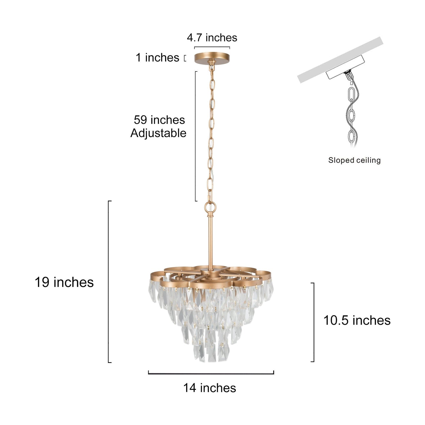 Cummiskey 4-Light Small Gold Crystal Chandelier