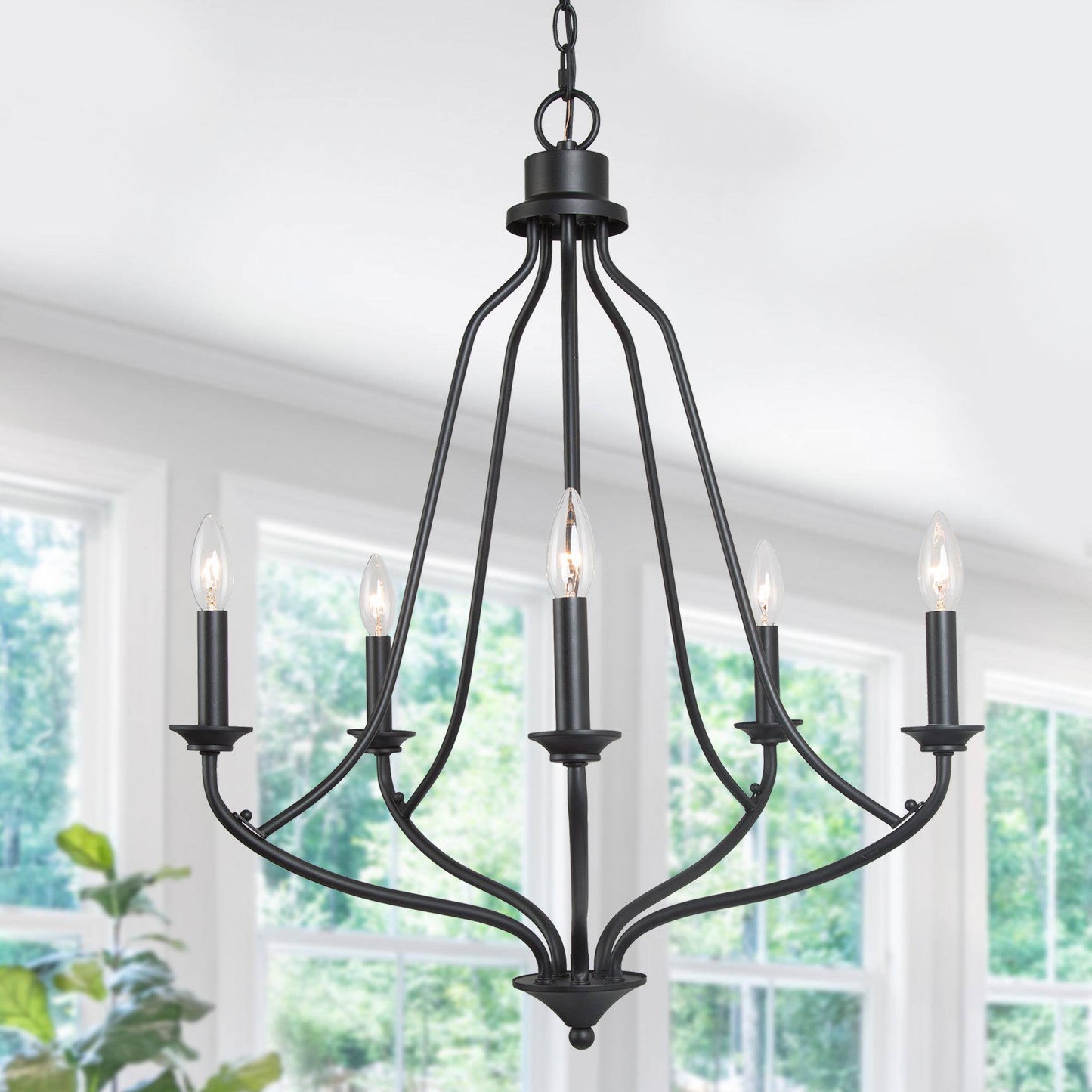 Barry 5-Light Medium Black Chandelier