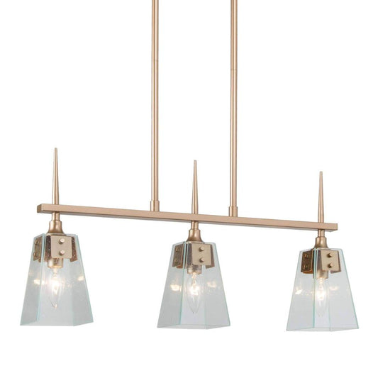 Dendrophylax 3-Light 24-in Gold Modern Linear Kitchen Island Light with Seeded Glass