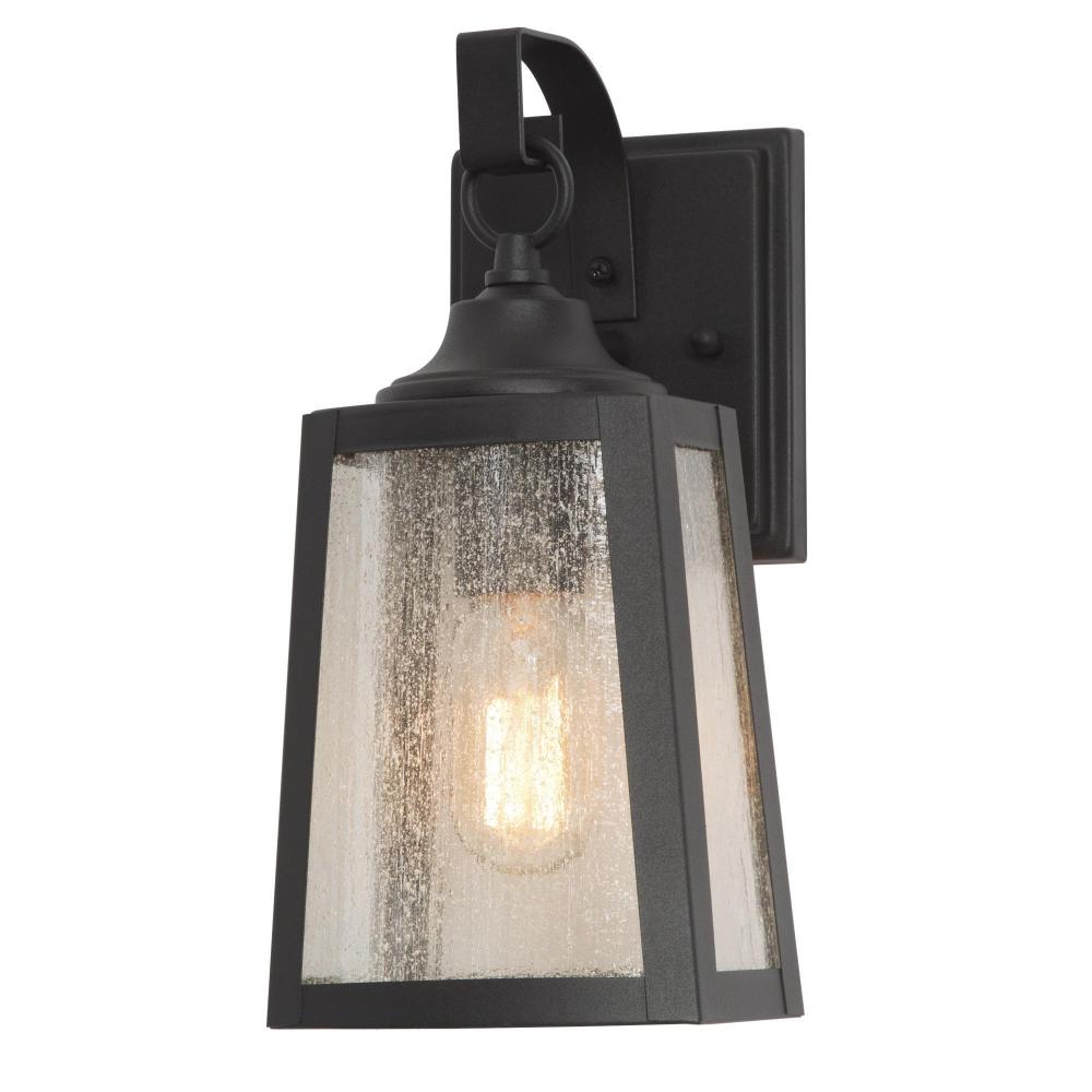 12"H 1-Light Black Outdoor Wall Light