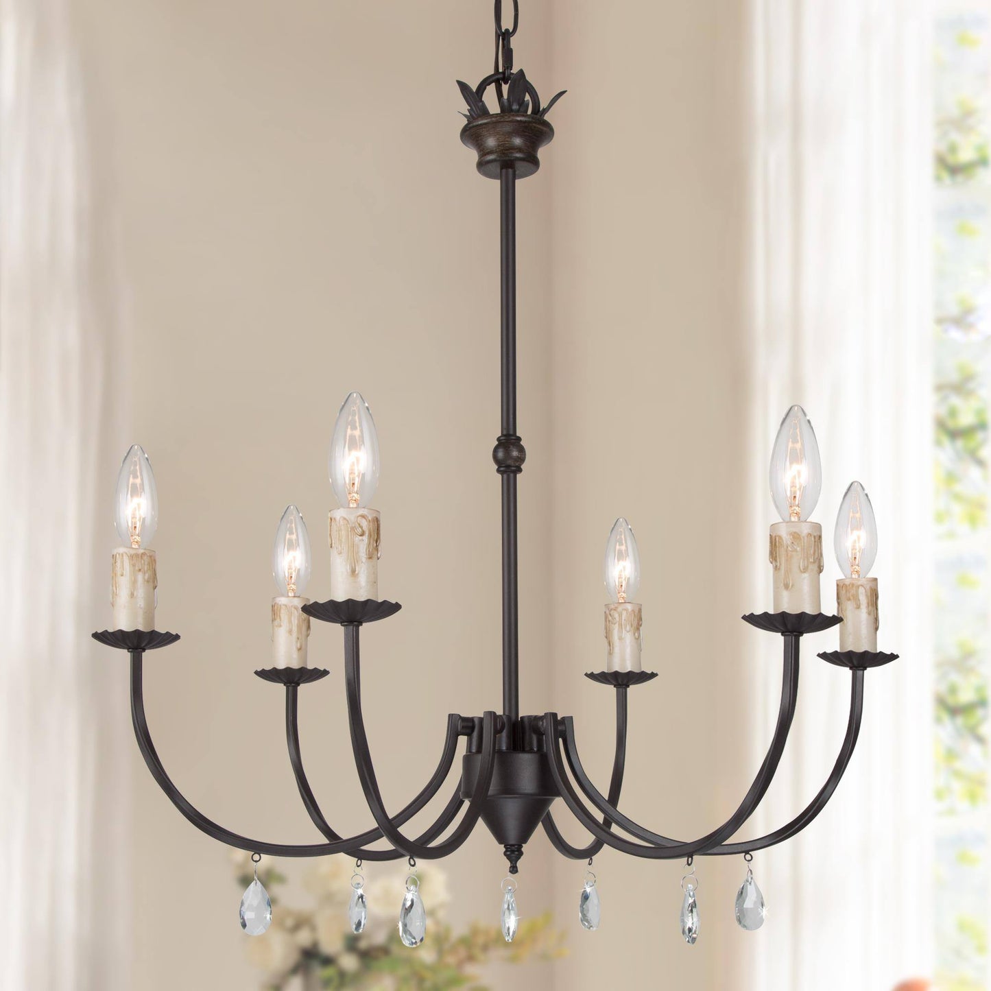 Peresalem 6-Light Medium Wood Chandelier