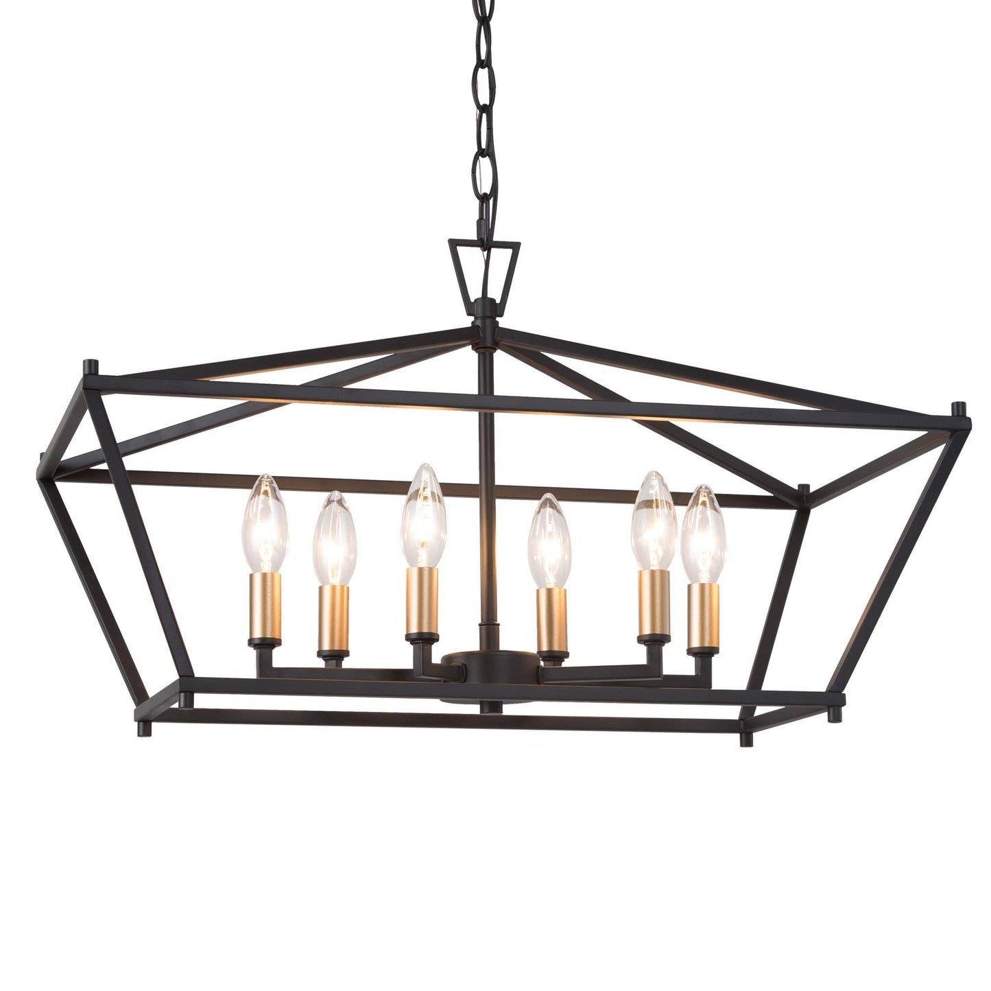 Modern Industrial 6-Light Black and Gold Island Lights Chandelier