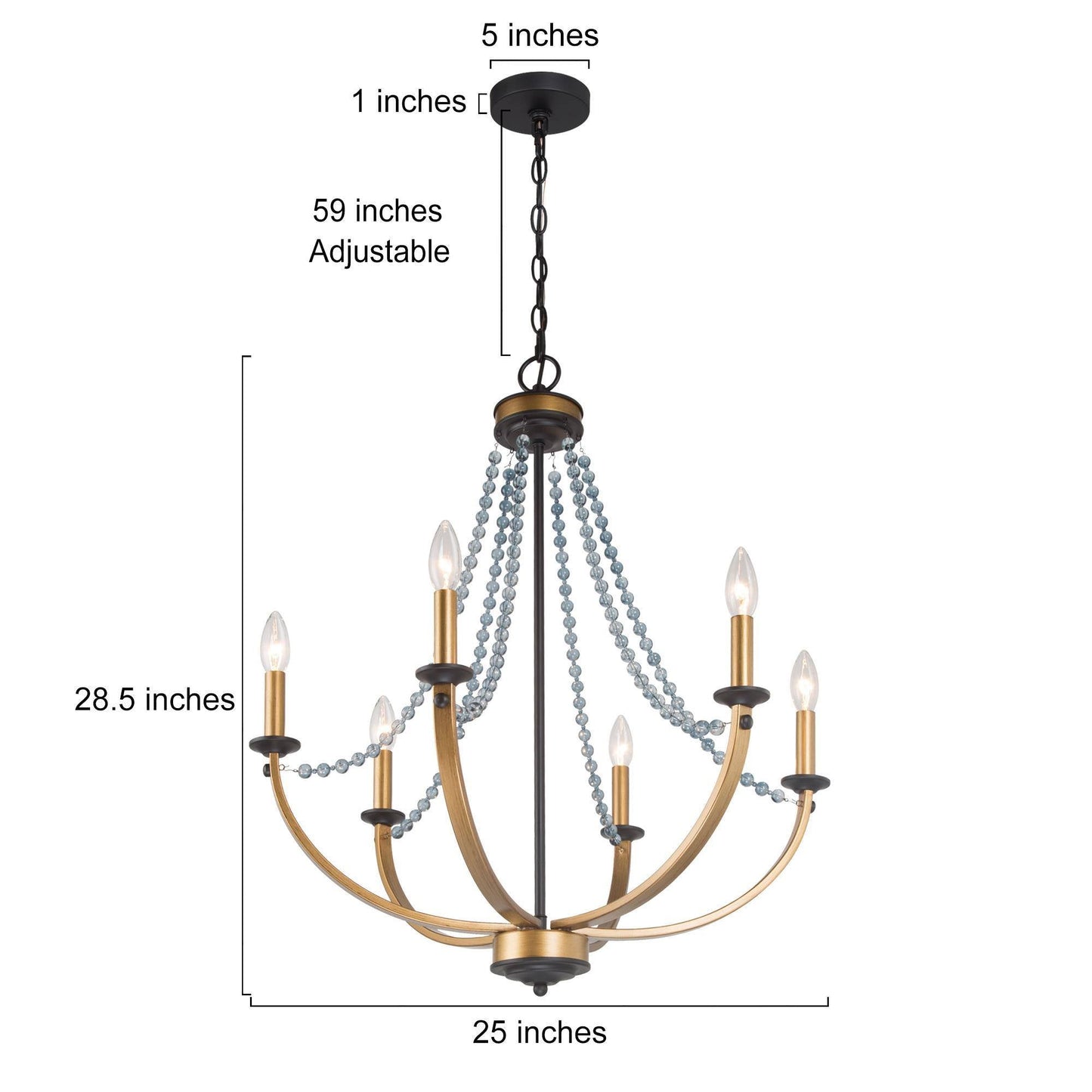 Enjinqu 6-Light Medium Black Crystal Chandelier