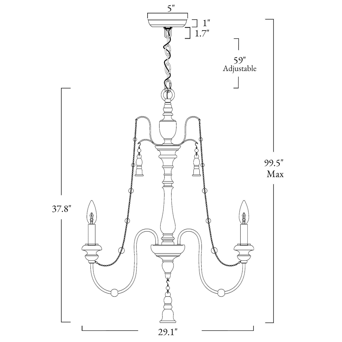 Trullinger 6-Light Large Wood Chandelier