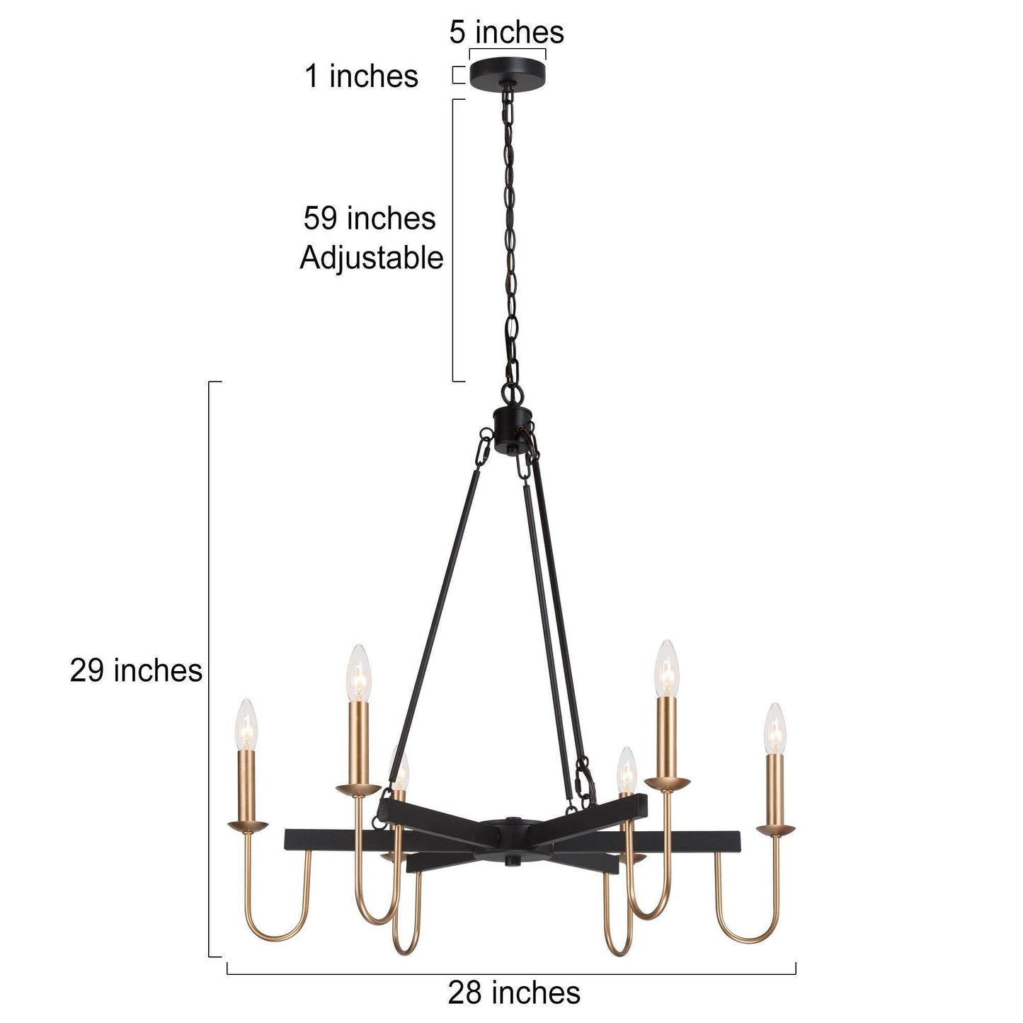 Deborah 6-Light Large Black Chandelier