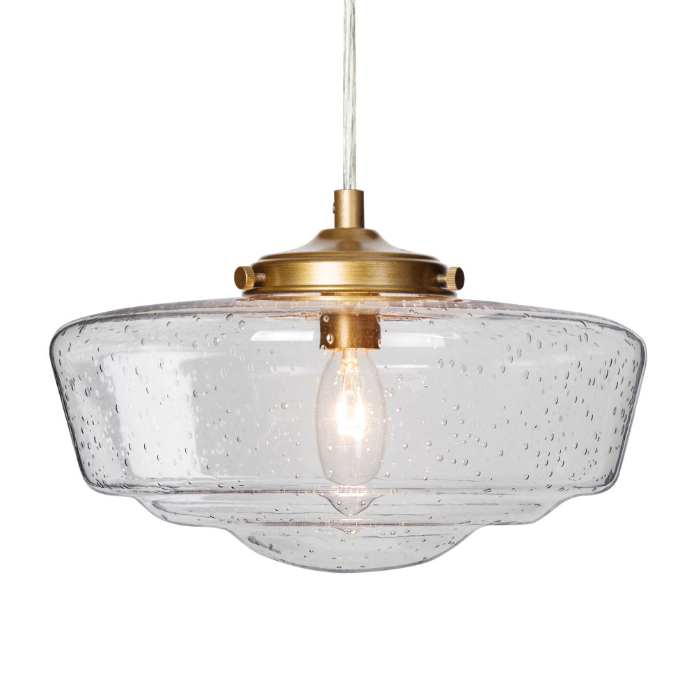 1-Light 9.5" Gold Modern Schoolhouse Glass Pendant Light Fixtures