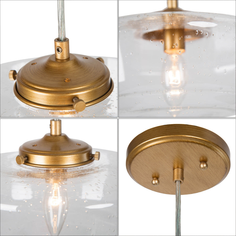 1-Light 9.5" Gold Modern Schoolhouse Glass Pendant Light Fixtures